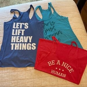 3 Next Level brand racerback tanks. Size small